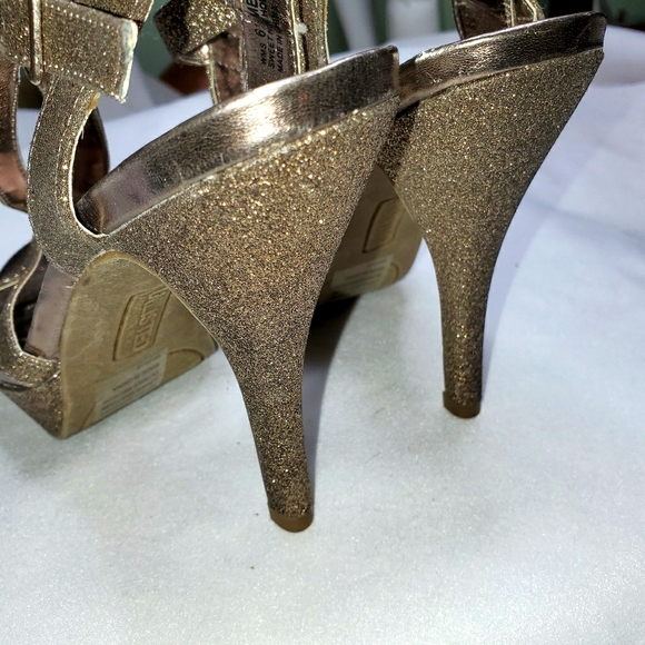 Unlisted Gold Shimmer Glitter Strappy Heels - Picture 7 of 14